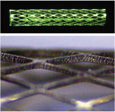 鎳鈦合金微型支架原型的筋寬約為20微米，筋厚為80微米